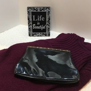 Vintage 1950's Black Clutch Hand Painted